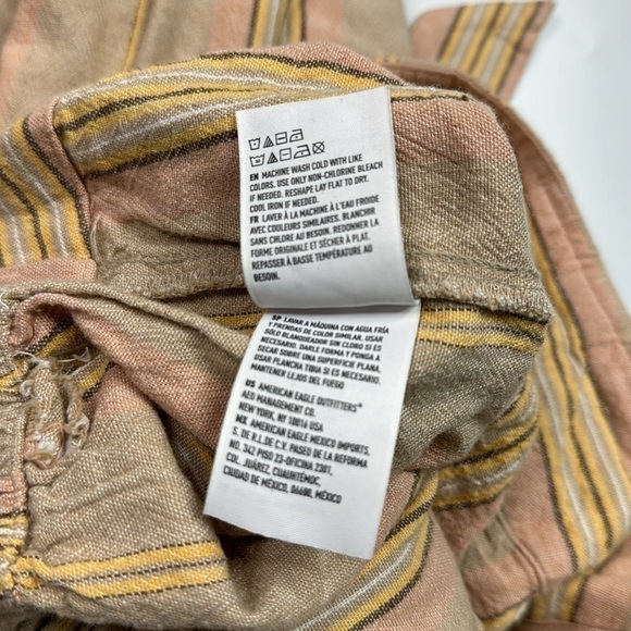 American Eagle Linen Blend Stretch Waist Striped Wide Leg Pants Medium NWOT - Picture 14 of 14